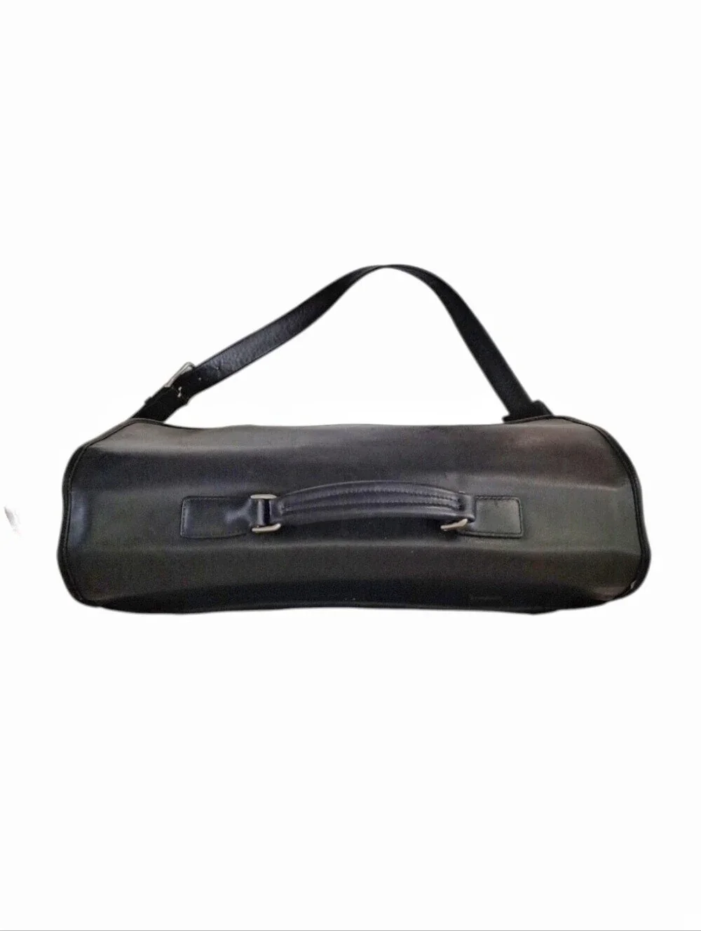 Vintage Coach Black Leather Nylon Laptop Briefcase Lay Flat Messenger Bag 5773